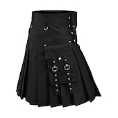 baratos Partes inferiores-kilts utilitários escoceses para homens kilt plissado de linho retrô vintage medieval punk gótico steampunk