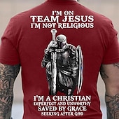 abordables Camiseta gráfica para hombres-Camiseta gráfica cristiana para hombres equipo Jesús no religioso camiseta de caballero salvado por gracia