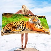 billiga set med strandhanddukar-1st stora tjocka badduschhanddukar 3d vit tigerdesign bomull strandhandduk för kvinnor män reser sim yogafilt