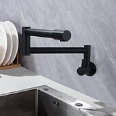 abordables Grifería de cocina-grifo de cocina de llenado de ollas solo agua fría acero inoxidable, fregadero plegable negro cepillado montaje en pared grifo de cocina de olla de llenado plegable