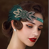 olcso Öltözetek-szett midi flapper ruha toll fejpánt bársony hosszú opera kesztyű 3 db női ordító 20-as évek 1920-as évek ruhái koktél gatsby flapper lány maskarás parti jelmezek