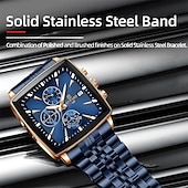 abordables Relojes de Cuarzo-Reloj rectangular REWARD Relojes de cuarzo para hombres Relojes de lujo Reloj de deporte de negocios Reloj con manecillas luminosas Reloj a prueba de agua