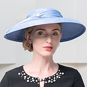 billiga Partyhatt-Huvudbonader Polyester / bomullsblandning syntetisk fiber Plommonstop / Cloche hatt Solhatt Cloche hatt Ledigt Helgdag Dam Brittisk Med Keps Bård Hårbonad Huvudbonader