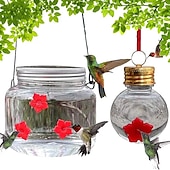 economico birdwatching e fauna selvatica nel cortile-1pc, mangiatoia per colibrì, con porte per l&#039;alimentazione dei fiori, decorazione da giardino pensile per esterni, design trasparente del serbatoio della lampadina, mangiatoie per colibrì portatili,