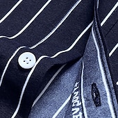 billige ikke-jernskjorter for menn-Herre Dresskjorter Rutete / stripete / Chevron Bryllup Kontor og karriere Svart Mørk Marineblå Blå Langermet Aftæpning Alle årstider Klær