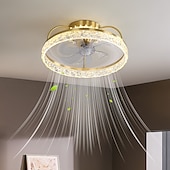 cheap Ceiling Fan Lights-Ceiling Fan with Light Dimmable Circle Design Crystal 50cm 6 Wind Speeds Modern Ceiling Fan for Bedroom, Living Room App &amp; Remote Control 110-240V