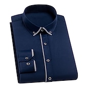preiswerte Button-Down-Hemden für Herren-Herren Oberhemd Hemd Farbblock Büro &amp; Karriere Ausgehen Weiß Marineblau Langarm Umlegekragen Frühling Sommer Bekleidung