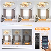 billige Lamper til takvifte-takvifte med lys dimbar sirkeldesign krystall 62cm 6 vindhastigheter moderne takvifte for soverom, stue app&amp;amp; fjernkontroll 110-240v