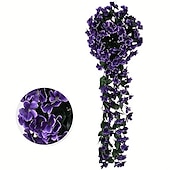 abordables Plantas y Flores Artificiales-1 paquete, cesta colgante de flores artificiales de 34 pulgadas, planta colgante falsa, flores de orquídeas de seda, arreglo de flores artificiales, decoración de jardín, decoración del hogar,