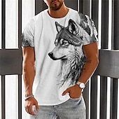 ieftine Tricouri cu imprimeu animal-Bărbați Grafic Animal Lup Tricou Manșon scurt Tricou Tipărire 3D Stil Nautic Cămașă Epocă Modă Designer În aer liber Zilnic Sport Roșu-aprins Trifoi Albastru Închis Primavara vara Îmbrăcăminte S M L