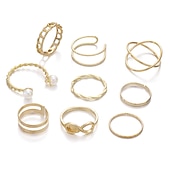 economico Anelli-Donna Anello Matrimonio geometrico Argento Oro Cromo Mini Punk Personalizzato Moda 9 pezzi