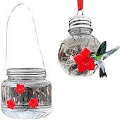 economico birdwatching e fauna selvatica nel cortile-1pc, mangiatoia per colibrì, con porte per l&#039;alimentazione dei fiori, decorazione da giardino pensile per esterni, design trasparente del serbatoio della lampadina, mangiatoie per colibrì portatili,