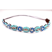 economico Accessori per acconciature-6 pezzi elastici strass in rilievo donne fasce per capelli fatti a mano gioielli vintage fasce per capelli per accessori per capelli ragazza 20-26.8 multicolor