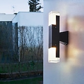 preiswerte Außenwandleuchten-LED-Sensor-Wandleuchte, Wandleuchte für den Außenbereich, Wandleuchten aus schwarzem Metall, Up-Down-Wandleuchten, Wandlaterne aus Aluminium, wasserdichte IP65-Scheinwerfer, Nachtlampen für Veranda, Terrasse, Garten, 85–265 V