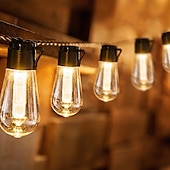 ieftine Alimentare Energie Solară-lumini solare în aer liber rezistente la apă 3,5 m 10 becuri becuri rezistente la spargere lumini pentru terasa în stil retro lumini suspendate cu energie solară pentru Crăciun, grădină, curte, decor