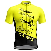 voordelige Heren shirts-21Grams Voor heren Wielrenshirt Korte mouw Fietsen Kleding Bovenlichaam met 3 achterzakken Bergracen Wegwielrennen Ademend Sneldrogend Vochtregelerend Reflecterende strips Donker Grijs Zwart Geel