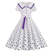 olcso Ruhák-Pöttyös Retró 1950-es Egy vonalú ruha Rockabilly Swing ruha Pöttyös Női Alkalmi / Napi Lánybúcsú Felnőttek Ruha Hazatérő ruhák