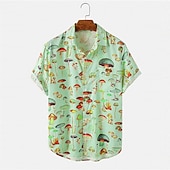 economico Cibo &amp; Bevande-Per uomo Funghetto Piante tropicali Camicia Camicia hawaiana Camicia Aloha Maniche corte Camicia Collo ripiegabile Tropicale Di tendenza Hawaiano Esterno Strada Hawaiano Rosa Viola Verde S M L