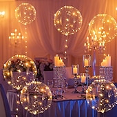 tanie Łańcuchy świetlne baterii-Eleganckie przyjęcie weselne led balon świecący przyjęcie artykuły ślubne dekoracja przezroczysta bańka dekoracja przyjęcie urodzinowe wesele led balony sznur świateł prezent świąteczny
