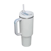 economico Bicchieri-bicchiere estivo con manico da 40 once e coperchio di paglia, bottiglia d&#039;acqua in acciaio inossidabile 304, bicchieri da viaggio isolati con tazza ghiacciata per tè e caffè regalo, tazza per auto di grande capacità con cannuccia