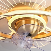 billige Lamper til takvifte-takvifte med lys dimbar sirkeldesign krystall 62cm 6 vindhastigheter moderne takvifte for soverom, stue app&amp;amp; fjernkontroll 110-240v