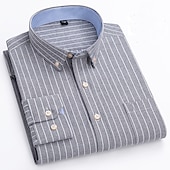 preiswerte Oxford-Hemden für Herren-Herren Oberhemd Gestreiftes Hemd Hemd Bügelfreies Hemd Oxford Hemd Kariert / Gestreift / Chevron Hochzeit Büro &amp; Karriere Hellblau Dunkelrot Rote Dunkelmarine Langarm Hemdkragen Ganzjährig Bekleidung
