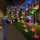 economico Luci paesaggistiche-campanelli eolici solari a led luci esterne luci a farfalla cangianti luci esterne solari impermeabili 6 led campanelli eolici luci ad energia solare per la decorazione di finestre di casa, giardino, patio