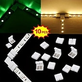 abordables Socles et connecteurs de lampe-10 pièces rgb 5050 led plaque nue bande lumineuse soudure sans pression connecteur bande lumineuse sans fil joint bout à bout 10mm