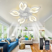 preiswerte Deckenventilator-Leuchten-LED-Deckenventilatoren dimmbar mit Fernbedienung Contral Blumendesign 20 &quot;/ 39&quot; 5/9-Köpfe Unterputz-Deckenleuchte Acryl-Lampenschirm-Kronleuchter Schlafzimmer Wohnzimmer