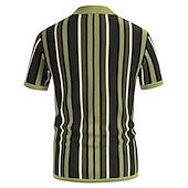preiswerte Klassisches Poloshirt für Herren-Herren Polo Pullover Poloshirt Casual Täglich Umlegekragen Knopf Kurzarm Modisch Klumpig Gestreift Knopf vorne Sommer Frühling Herbst Regular Fit Wein Blau Grün Polo Pullover