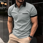 halpa Miesten klassinen poolopaita-Miesten Button Up Polos Golfpaita Kausaliteetti Pyhäpäivä Kauluskäänne Lyhythihainen Muoti Perus Tavallinen Perinteinen Kesä Normaali Tulenpunainen Vaalea taivaansininen Valkoinen Tumma