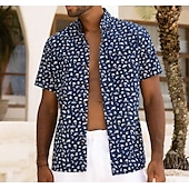 preiswerte Vögel &amp; Tiere-Herren Tier Leopard Hemd Hawaiihemd Sommerhemd Aloha-Shirt Kurze Ärmel Hemd Umlegekragen Tropisch Modisch Hawaiianisch Outdoor Strasse Hawaiianisch Schwarz Braun Grün S M L
