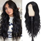 economico Parrucche trendy sintetiche-parrucche lunghe ombre bionde per le donne parrucca parte centrale ondulata lunga 26 pollici parrucche bionde ombre fibra proteica aggiornata parrucca di sostituzione dei capelli dall&#039;aspetto