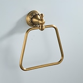 economico Portasciugamani-portasciugamani in ottone spazzolato antico, portasciugamani ad anello in rame per bagni, portasciugamani trapezoidale da parete decorativo