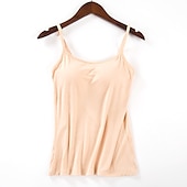economico Top e canotte da donna-Top Camisole da Donna Semplice Basico Senza Maniche Collo a U Top Regolari Casual Nero Bianco Rosa Blu Beige