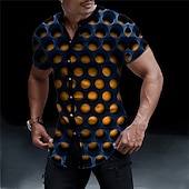 billiga 3D-mönster-Herr 3D Print Skjorta Knapp upp skjorta Kortärmad Mode Designer Ledigt Semester Ledigt Utekväll Vår &amp; sommar Hög krage Mönster Svart Gul Rubinrött Blå Himmelsblå