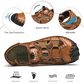 economico sandali da esterno-Sandali da uomo traspiranti in similpelle per esterni – scarpe sportive da pescatore con punta chiusa e lacci elastici regolabili per escursionismo, passeggiate e abbigliamento casual estivo
