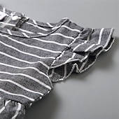 baratos Vestidos Casuais-Mamãe e eu Macacão Listra Ao ar livre Frente Única Cinzento Sem Manga Mini Férias Roupas Combinando