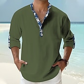 billiga Blommönster-Herr Blommig Tropiska blommor Skjorta Hawaii skjorta Aloha skjorta Långärmad Skjorta Hög krage Mode Streetwear Designer Utomhus Gata Ledigt Svart Vit Rodnande Rosa S M L