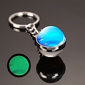 abordables Pendentifs et ornements pour voiture-lune porte-clés système solaire planète porte-clés galaxie nébuleuse espace porte-clés terre soleil mars jupiter saturne image double face boule de verre porte-clés