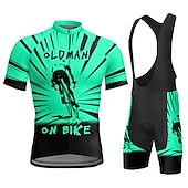cheap Men&#039;s Clothing Sets-Men&#039;s Cycling Jersey with Bib Shorts Short Sleeve Mountain Bike MTB Road Bike Cycling Yellow Red Blue Graphic Bike Clothing Suit 3D Pad Breathable Quick Dry Back Pocket Polyester Spandex Sports
