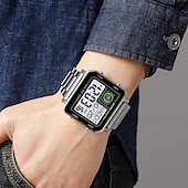 economico Orologi digitali-Orologio digitale SKMEI per uomini 3ATM impermeabile orologio di lusso da uomo per affari cronometro con retroilluminazione orologio quadrato sportivo in acciaio inossidabile per uomini
