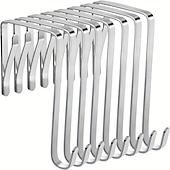 cheap Over Door Hook-8pcs Over The Door Hooks Heavy Duty Stainless Steel Hanger Organizer For Living Room Bathroom Bedroom Kitchen Hanging Clothes Towels Hats Coats Bags