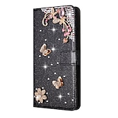 お買い得  iPhone用ケース-iPhone 16e用の電話ケース iPhone 15 Pro Max Plus iPhone 14 13 12 11 Pro Max Mini X XR XS Max 8 7 Plus 財布ケース フリップカバー スタンドホルダー フルボディ保護 ブリンブリン グリッター シ shiny TPU ラインストーン