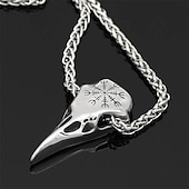 ieftine Accesorii și altele-colier viking craniu de corb pandantiv odin rună amuletă bijuterii pirați medievale pentru bărbați retro vintage