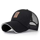 billiga Baseballkeps herr-Herr Snapback hatt Basebollkeps Trucker Hat Mesh Keps Svart Vit Polyester Mesh baksida Resor Strandstil Utomhus Semester Slät Justerbara Solskyddskräm Andningsfunktion Mode