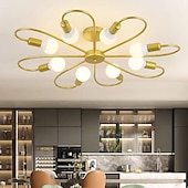 preiswerte Dimmbare Deckenleuchten-LED-Deckenleuchte, 6/8-flammig, dimmbar mit Fernbedienung, Unterputz-Deckenleuchte, Acryl-Lampenschirm, Kronleuchter, Schlafzimmer, Wohnzimmer, Blumenform, Schwarz/Weiß, 110–240 V