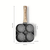 economico Utensili uovo-Padella antiaderente a 4 fori con manico in legno - perfetta per uova, pancake, hamburger &amp; Di più!