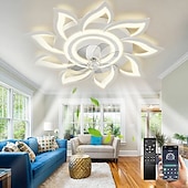 preiswerte Deckenventilator-Leuchten-LED-Deckenventilatoren dimmbar mit Fernbedienung Contral Blumendesign 20 &quot;/ 39&quot; 5/9-Köpfe Unterputz-Deckenleuchte Acryl-Lampenschirm-Kronleuchter Schlafzimmer Wohnzimmer