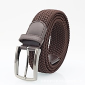 baratos Cintos para Homem-cinto masculino simples casual de malha de poliéster elástico com fivela presente moderno para namorado e pai